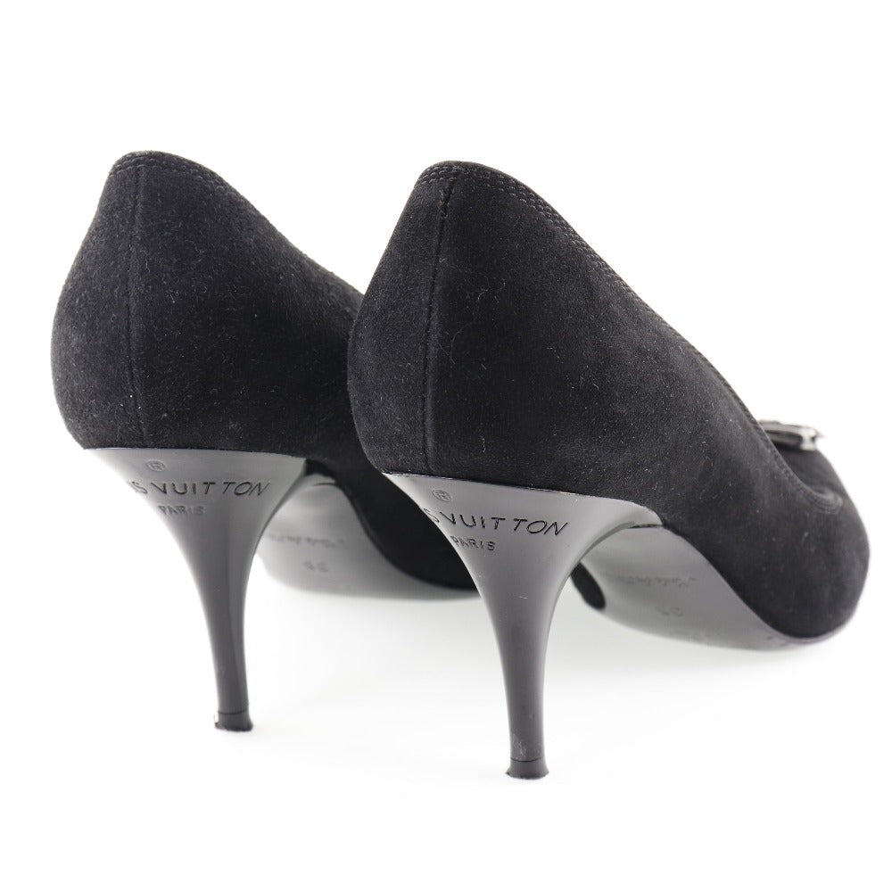 LOUIS VUITTON pumps Suede black ribbon Women 35