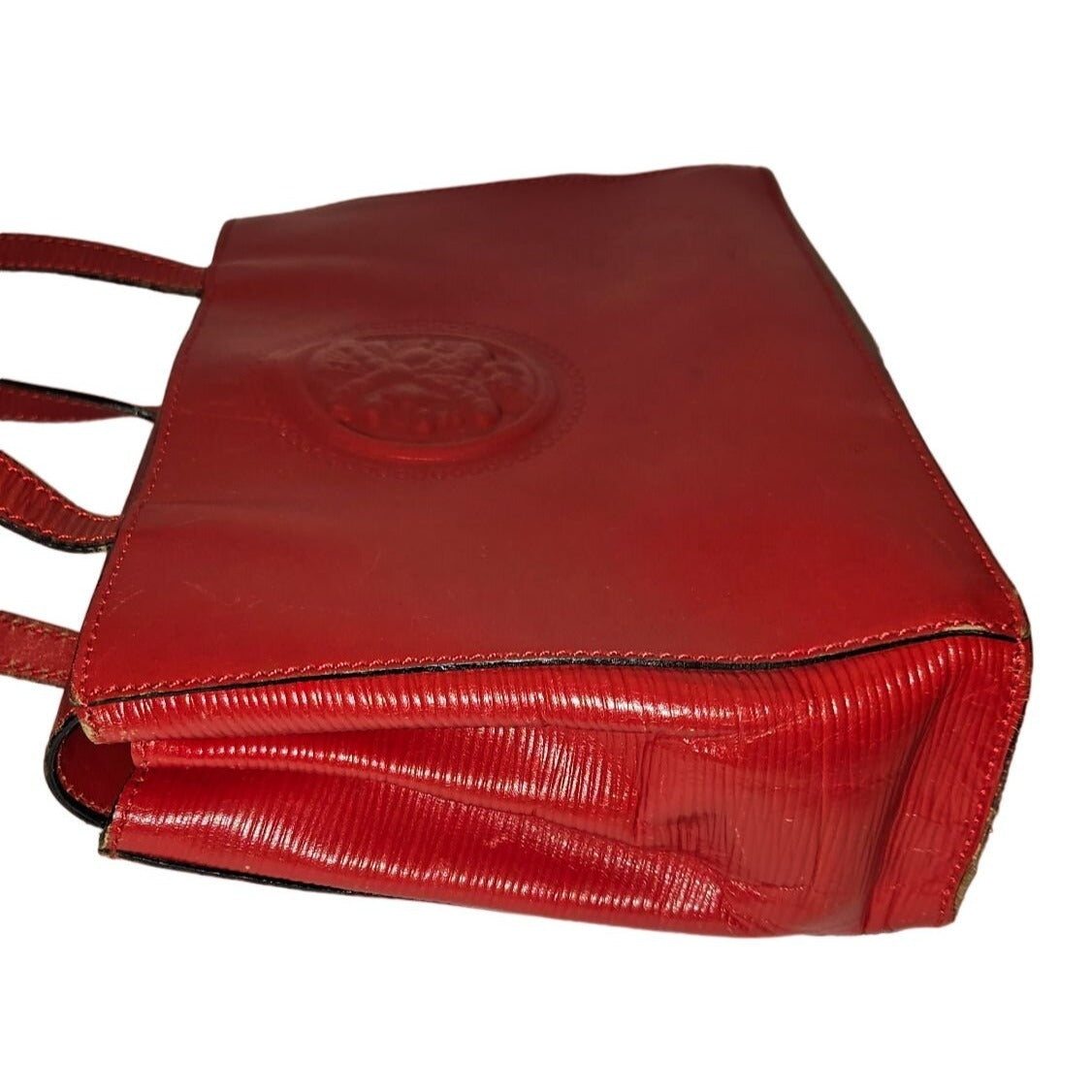 Fendi red leather Janus head satchel