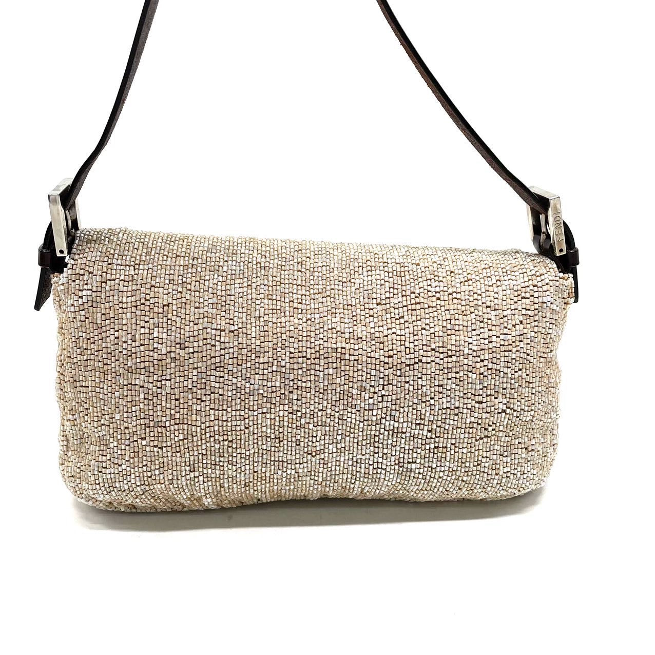 Fendi Baguette Shoulder bag with Glitter Beige Beads