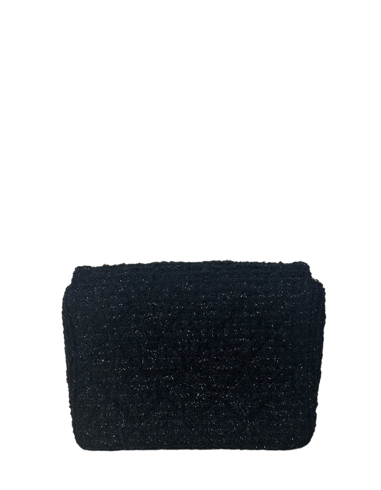Chanel Black Square Tweed CC Flap Crossbody Bag
