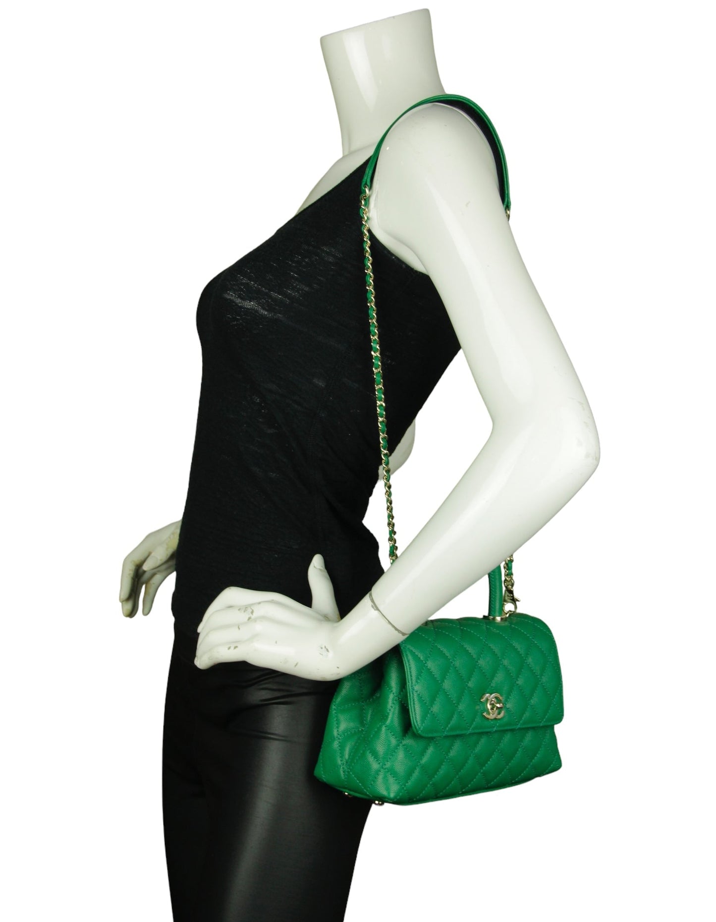Chanel 2024 Green Caviar Mini Coco Handle Flap Bag