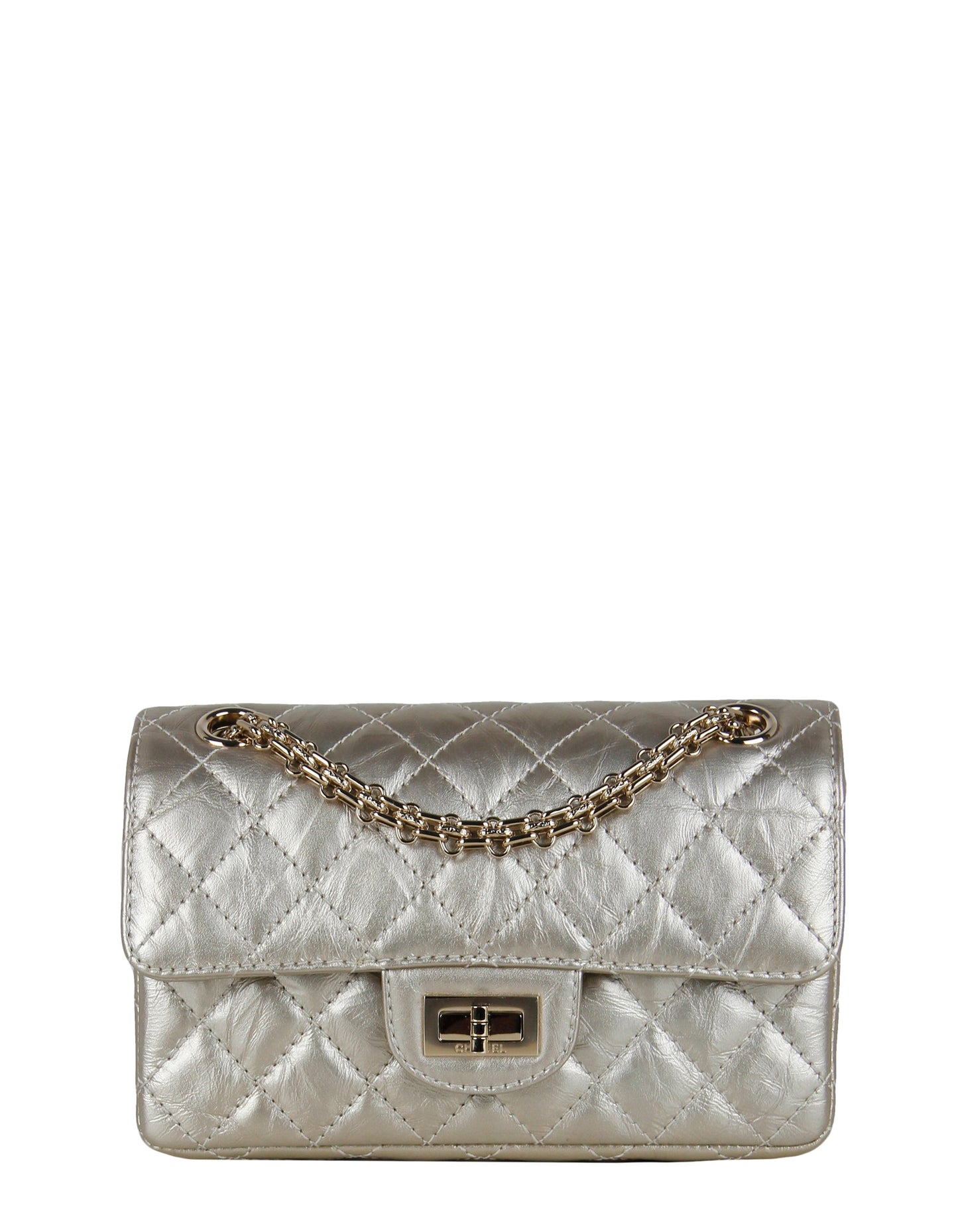 Chanel Metallic Gold Leather 2.55 Mini 224 Reissue Flap Bag