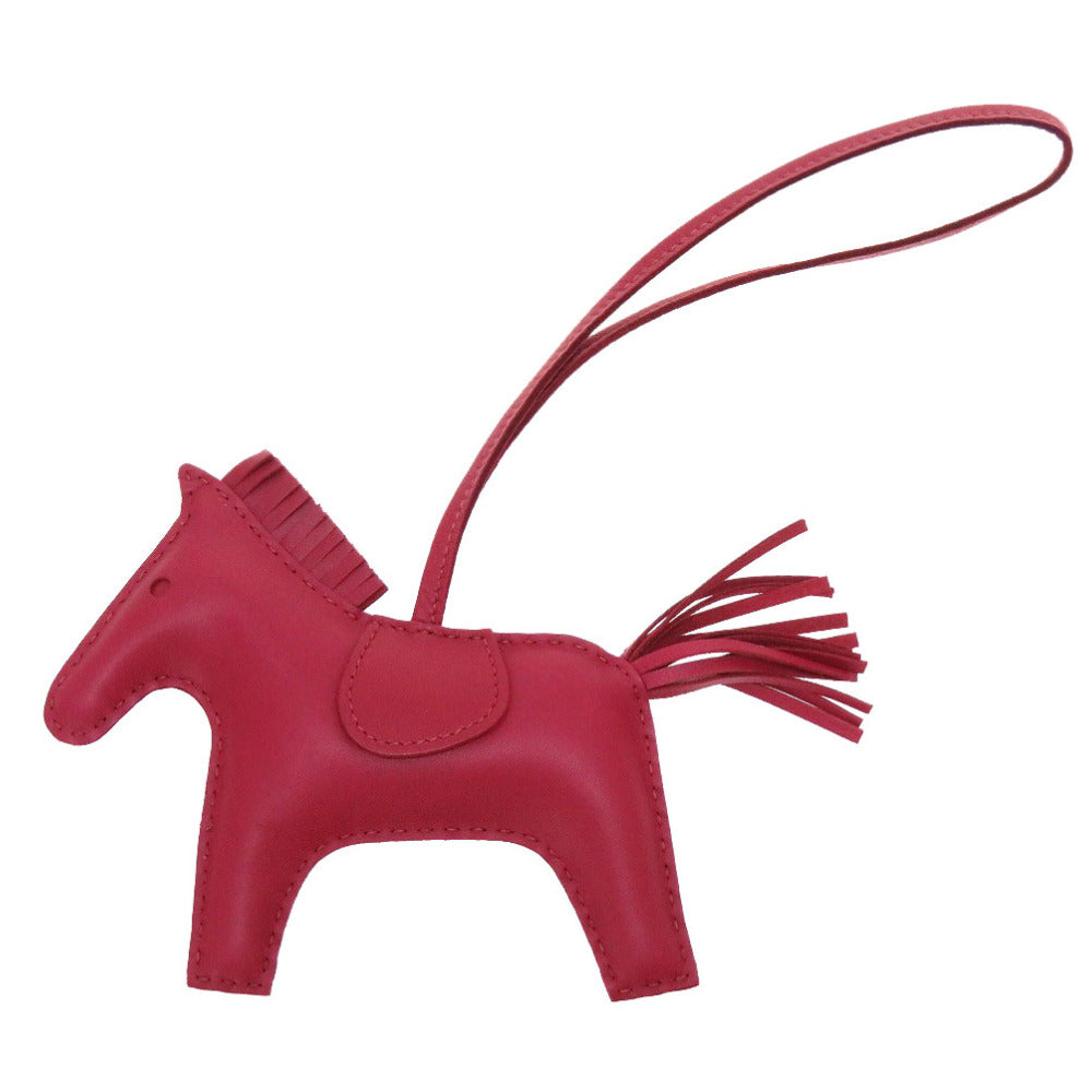 HERMES key ring leather Ruby Bag charm Rodeo MM Women