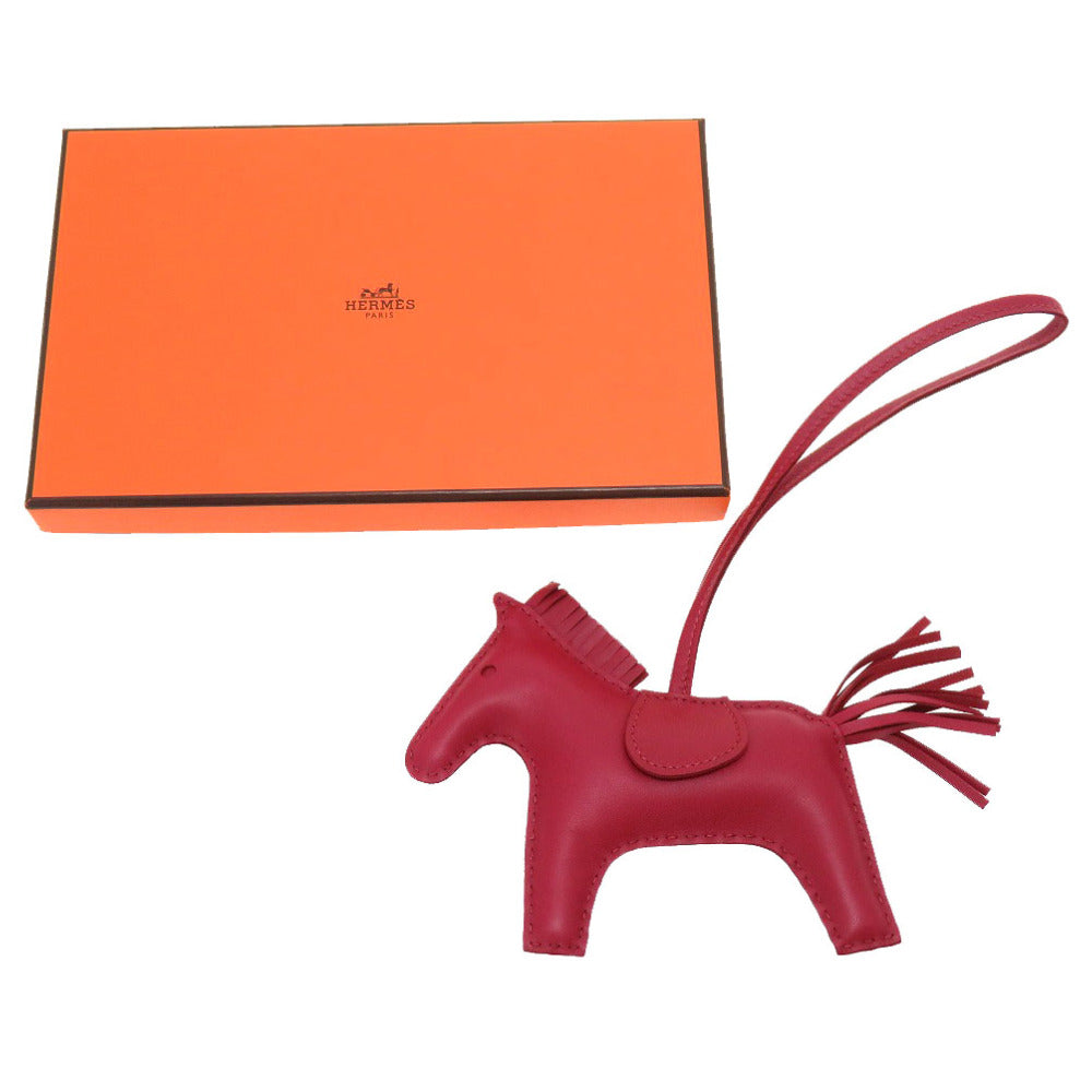 HERMES key ring leather Ruby Bag charm Rodeo MM Women