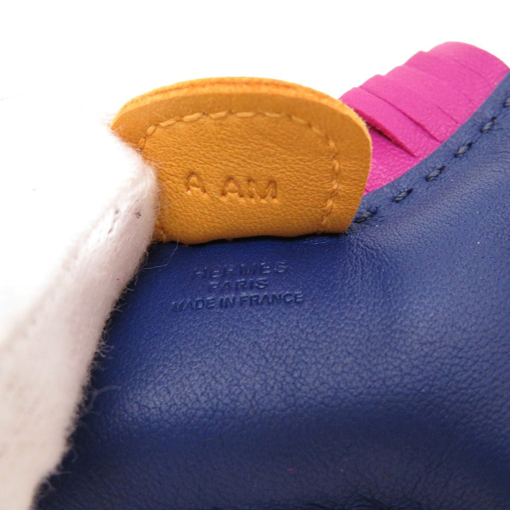 HERMES key ring leather Blue Agat Bag charm Rodeo Charm PM Women