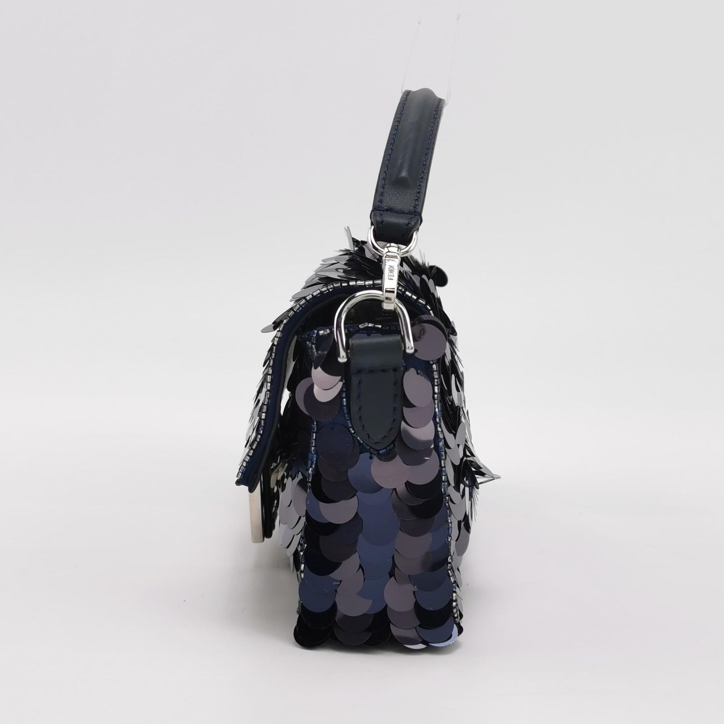 Fendi Baguette Mini Navy Sequins Chain Strap Crossbody Bag