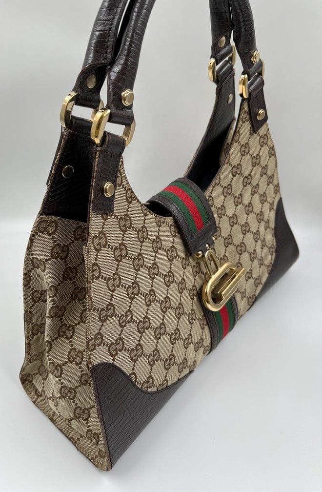 Gucci Leather Canvas Shoulder Bag