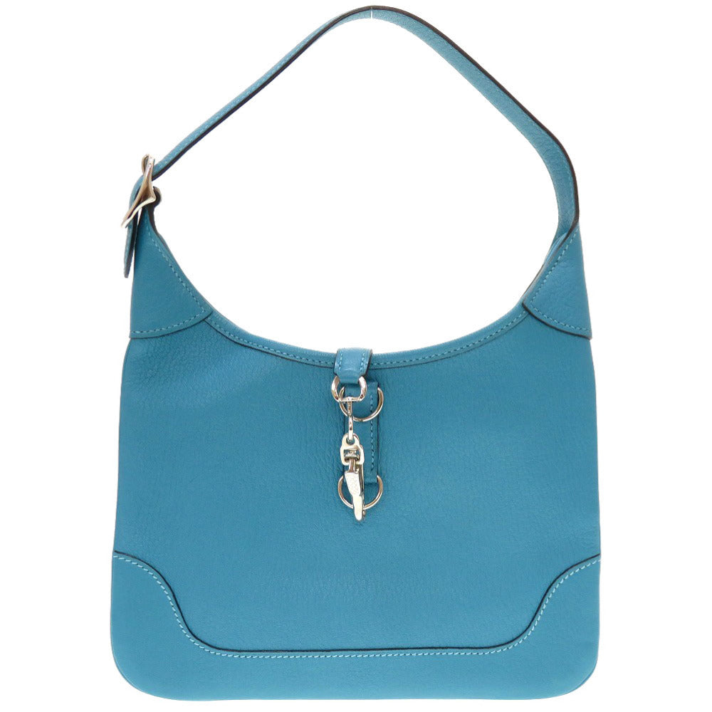 HERMES Shoulder Bag Shave Turquoise Trim 24