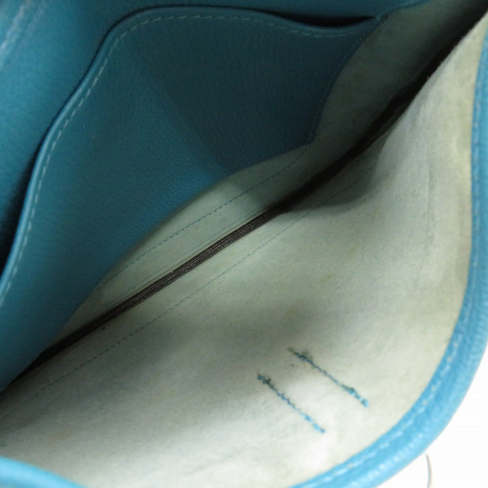 HERMES Shoulder Bag Shave Turquoise Trim 24