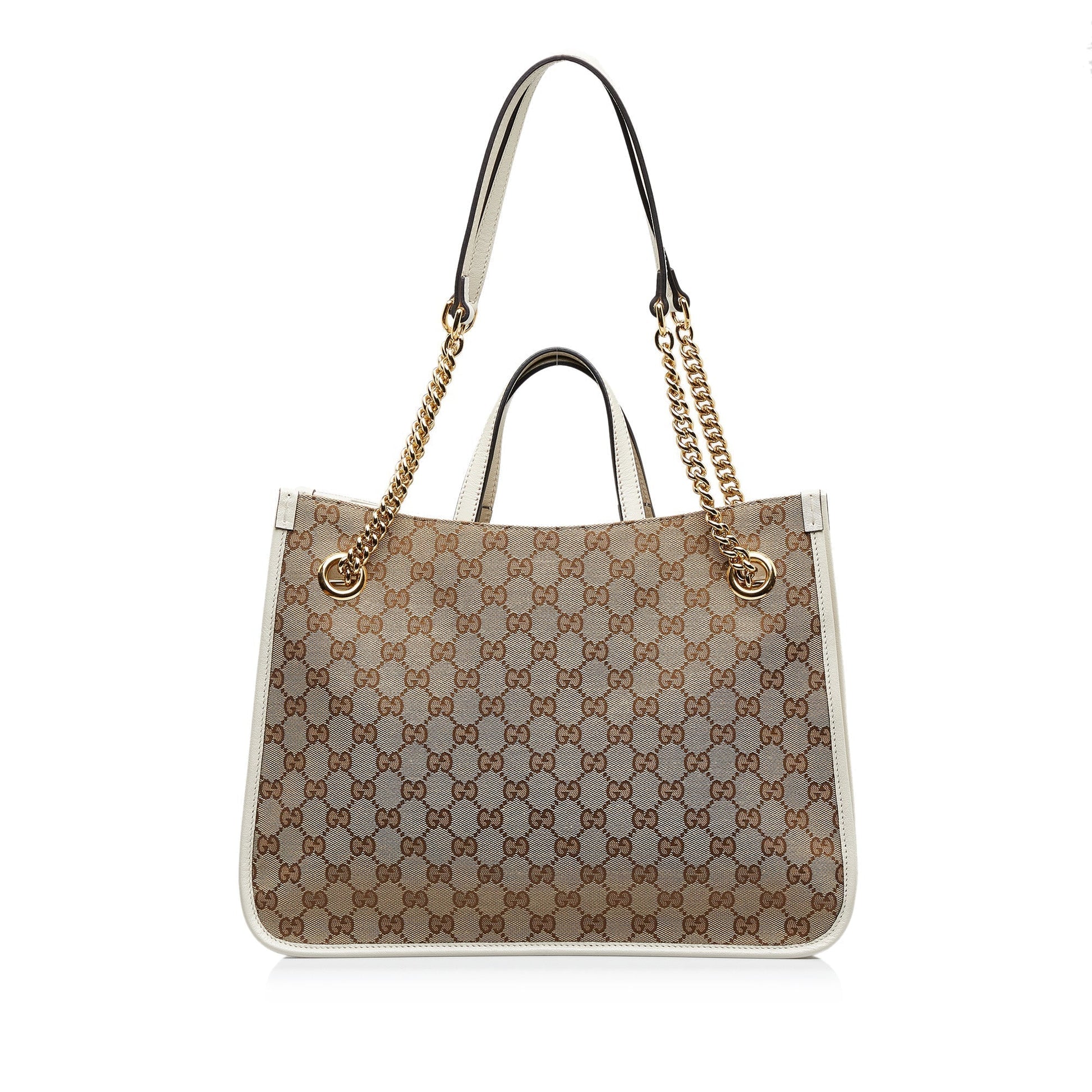 Gucci Horsebit Brown Leather Canvas Tote Style 1