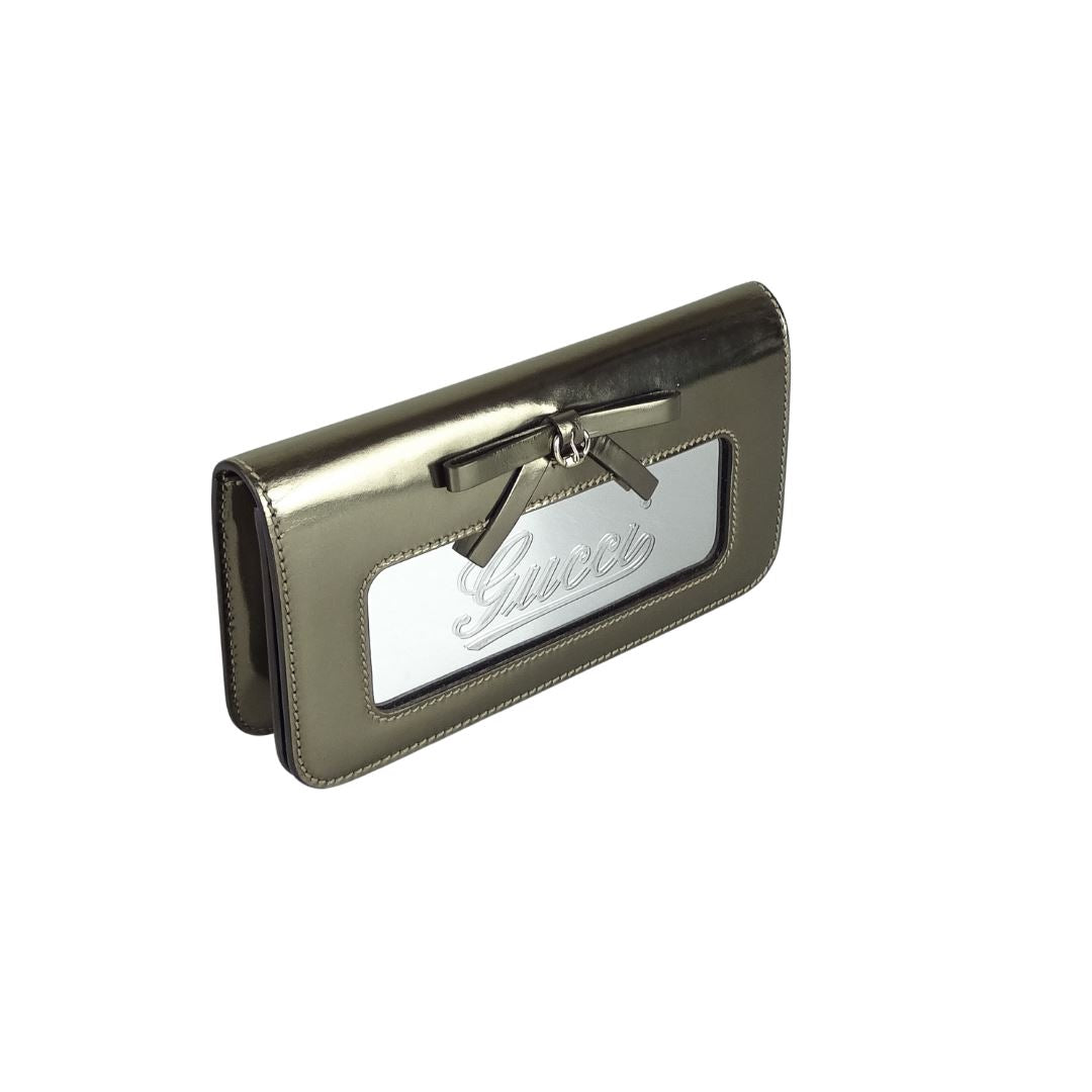 Gucci Gold Leather Metallic Clutch