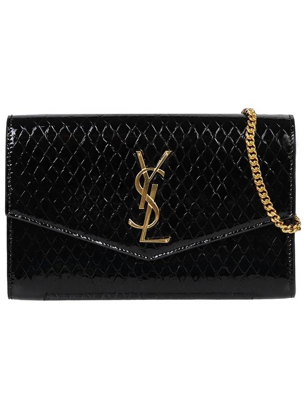 Luxury Saint Laurent Trending 2026 Envelope Mini Chain Wallet Black