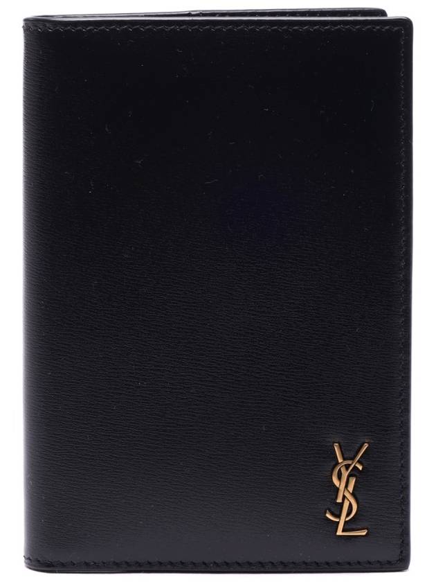 Luxury Saint Laurent Trending 2026 Monogram Logo Card Passport Wallet Black