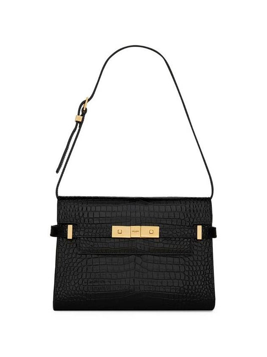 Luxury Saint Laurent Trending 2025 Manhattan Crocodile Small Shoulder Bag Black