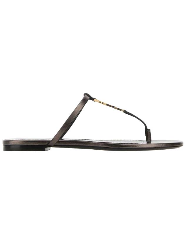 Luxury Saint Laurent Trending 2026 Cassandra Slide Leather Flip Flops Brown