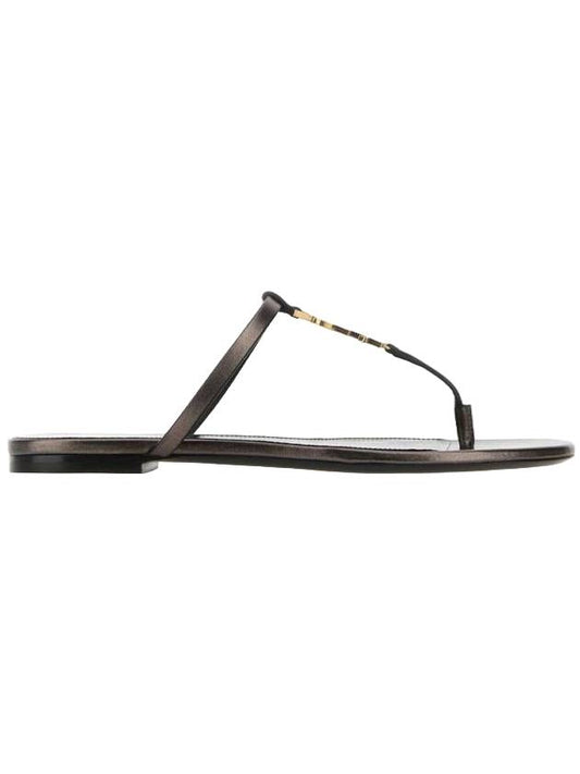 Luxury Saint Laurent Trending 2026 Cassandra Slide Leather Flip Flops Brown