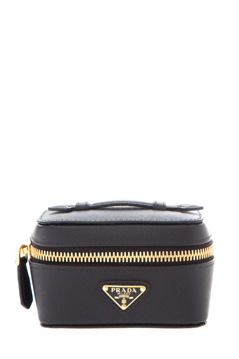 Prada Black Saffiano Leather Beauty Case Luxury Handbag