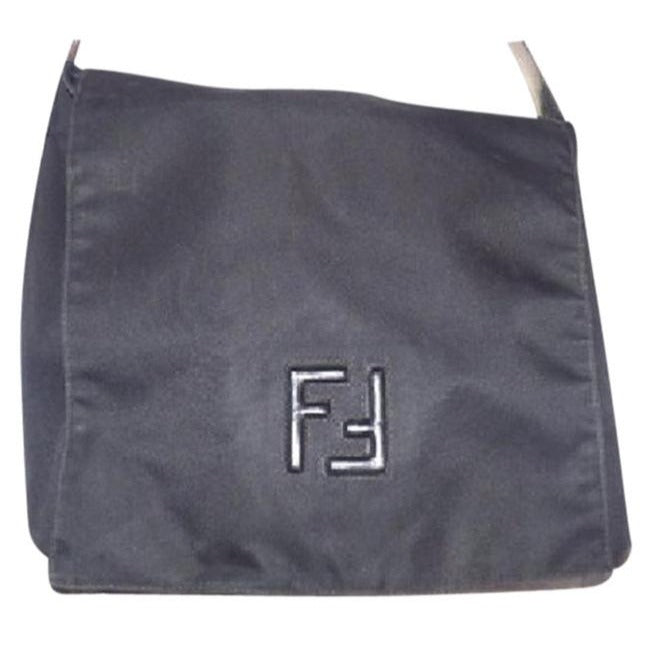 Fendi Black Leather And Nylon Messenger Bag