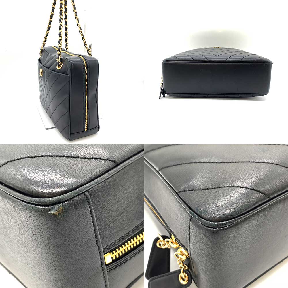 Chanel Lambskin V-Stitch Chain Shoulder Bag Classic Flap