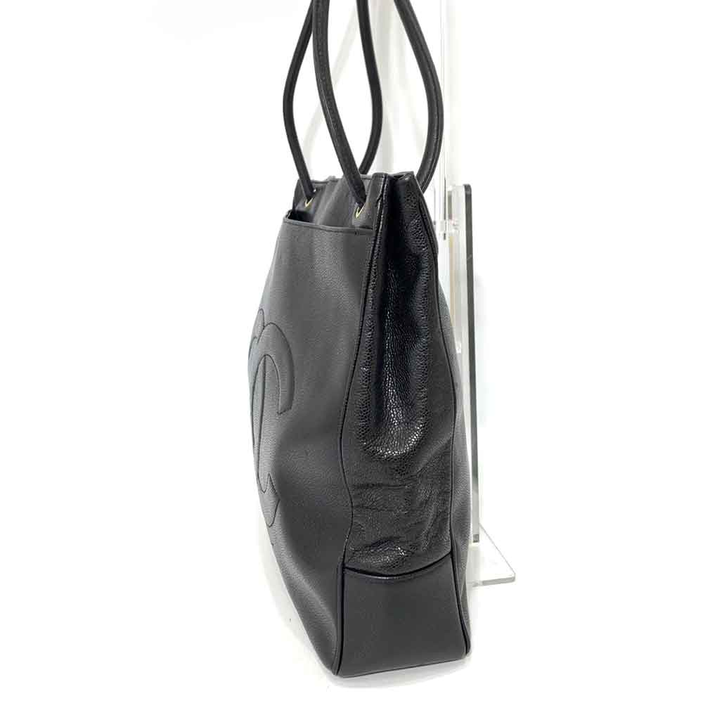 Chanel Caviar Leather Tote Bag Black Classic Flap