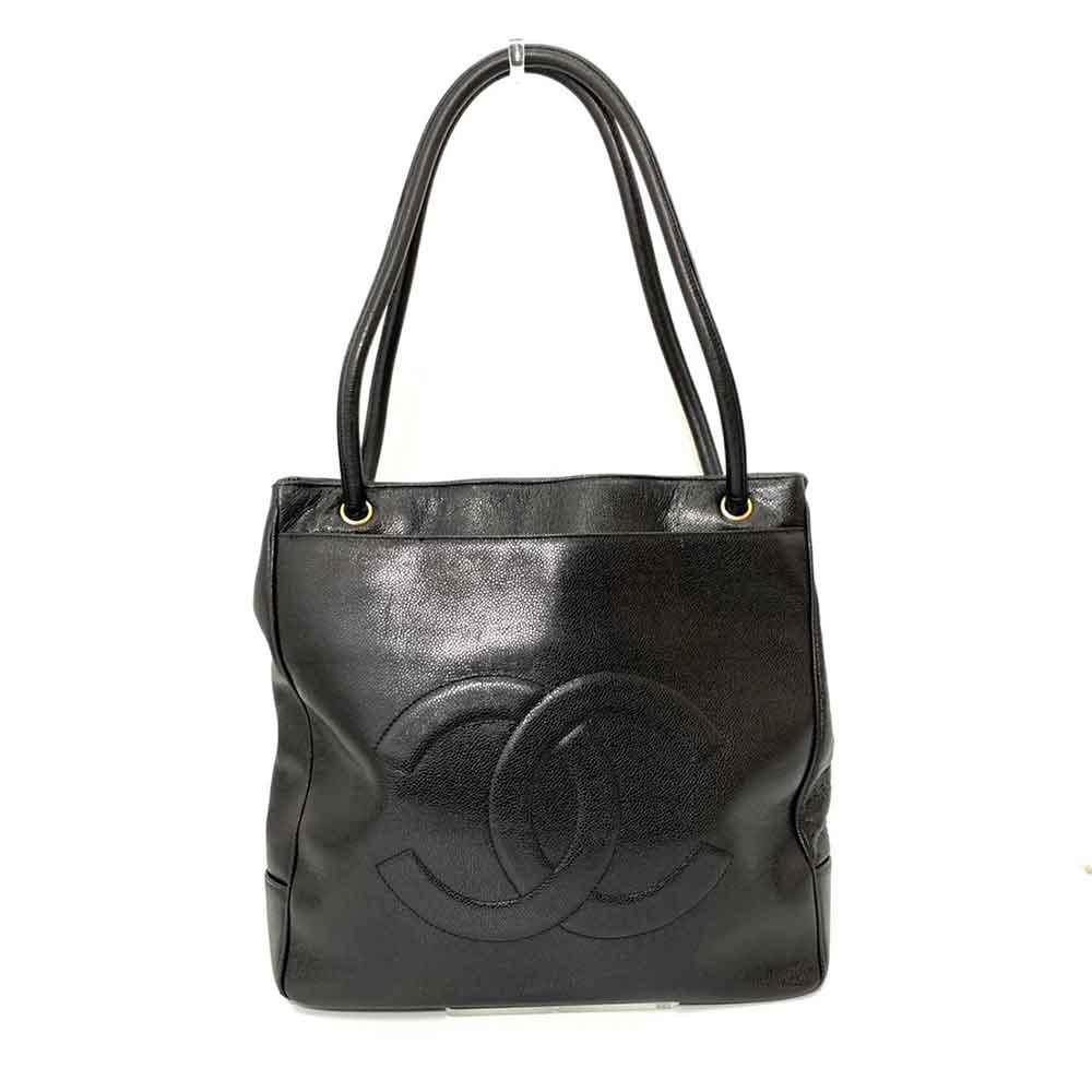 Chanel Caviar Leather Tote Bag Black Classic Flap