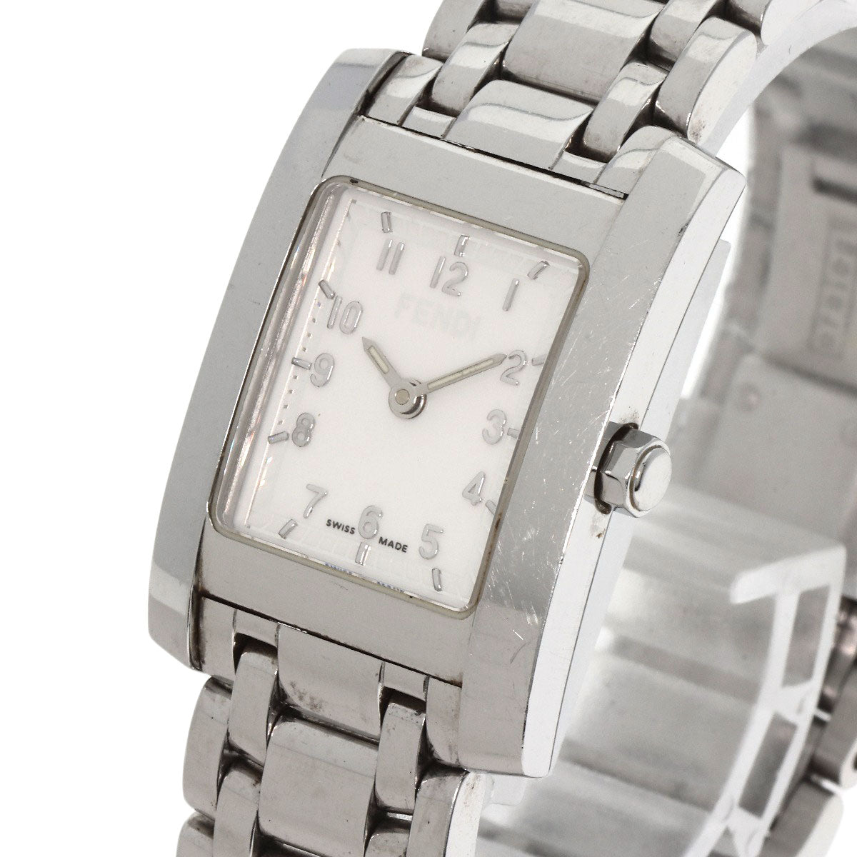 FENDI Watches Quartz 7000L Stainless Steel Silver Square face white dial