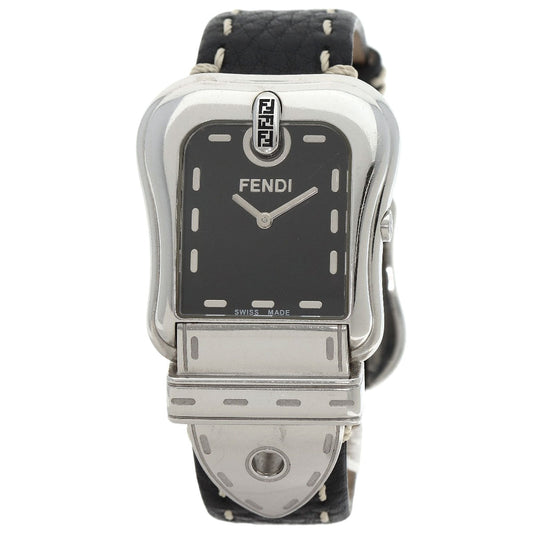 FENDI Watches Quartz 3800G Stainless Steel Silver Buckle motif black dial