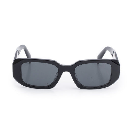 Prada SPR 17W Black Acetate Symbole Rectangular Sunglasses