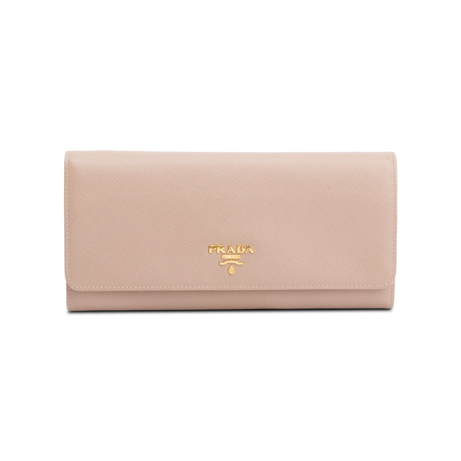 Prada Beige Saffiano Metal Continental Wallet on Chain