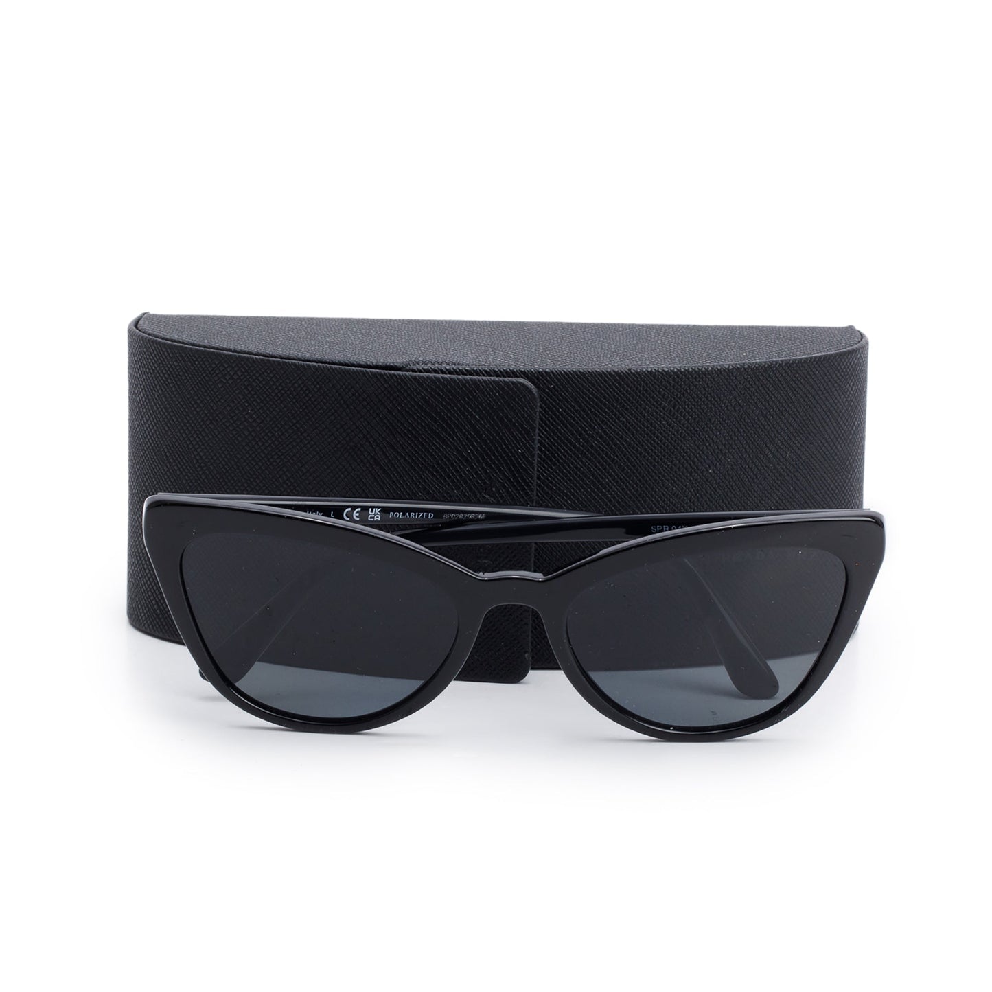 Prada SPR 01V Black Acetate Cat Eye Sunglasses