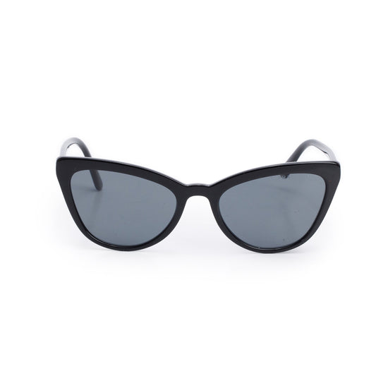 Prada SPR 01V Black Acetate Cat Eye Sunglasses