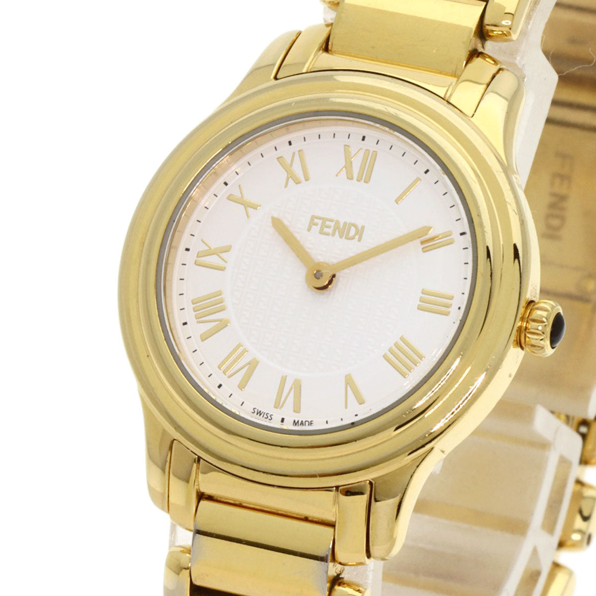 FENDI Watches Quartz 25000L Gold Plated , Gold Plated gold Round face white dial Women