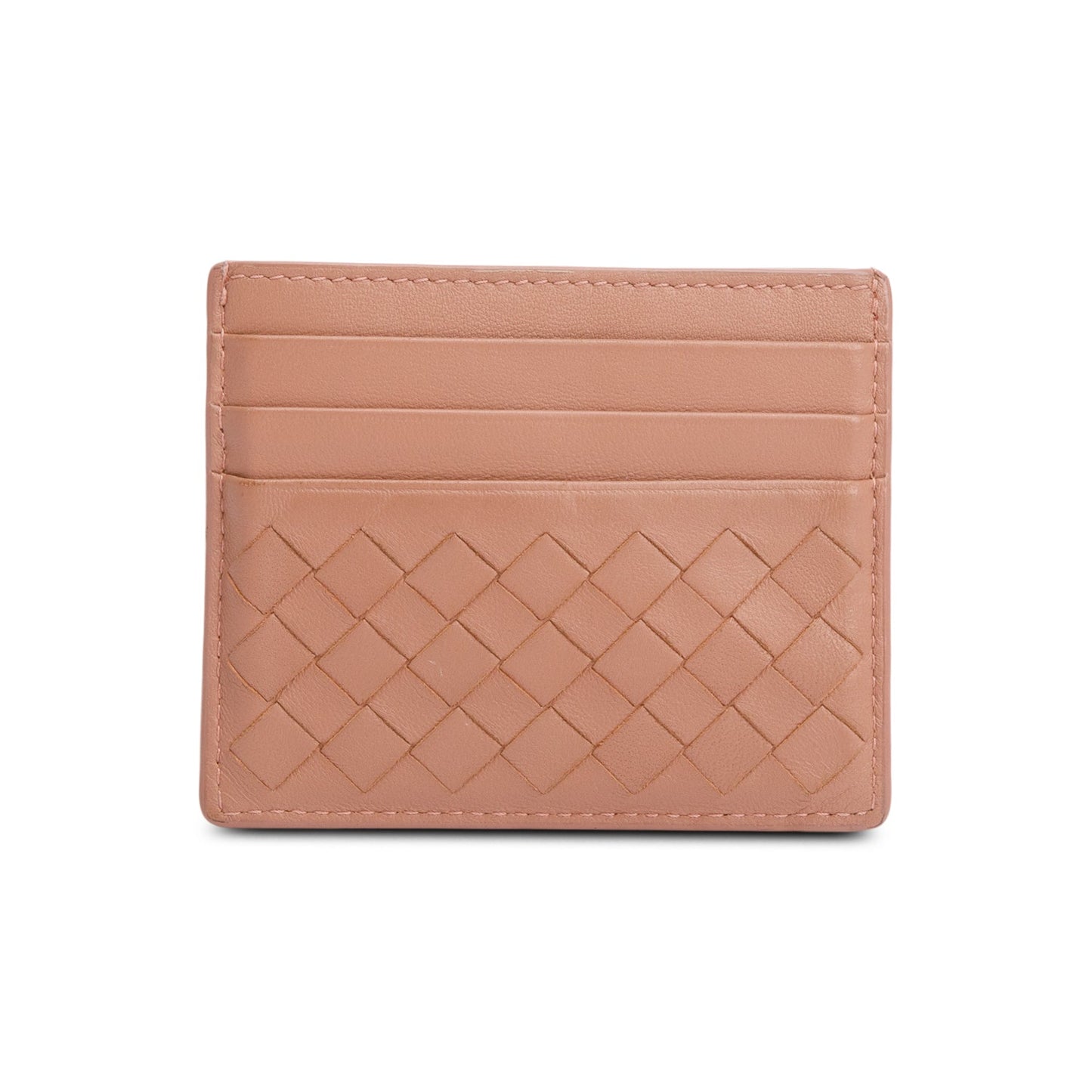 Bottega Veneta Pink Intrecciato Nappa Leather Intrecciato Card Holder