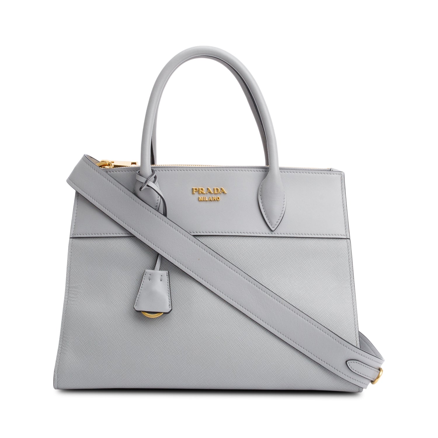Prada Grey Saffiano & City Calf Leather Small Paradigme Tote