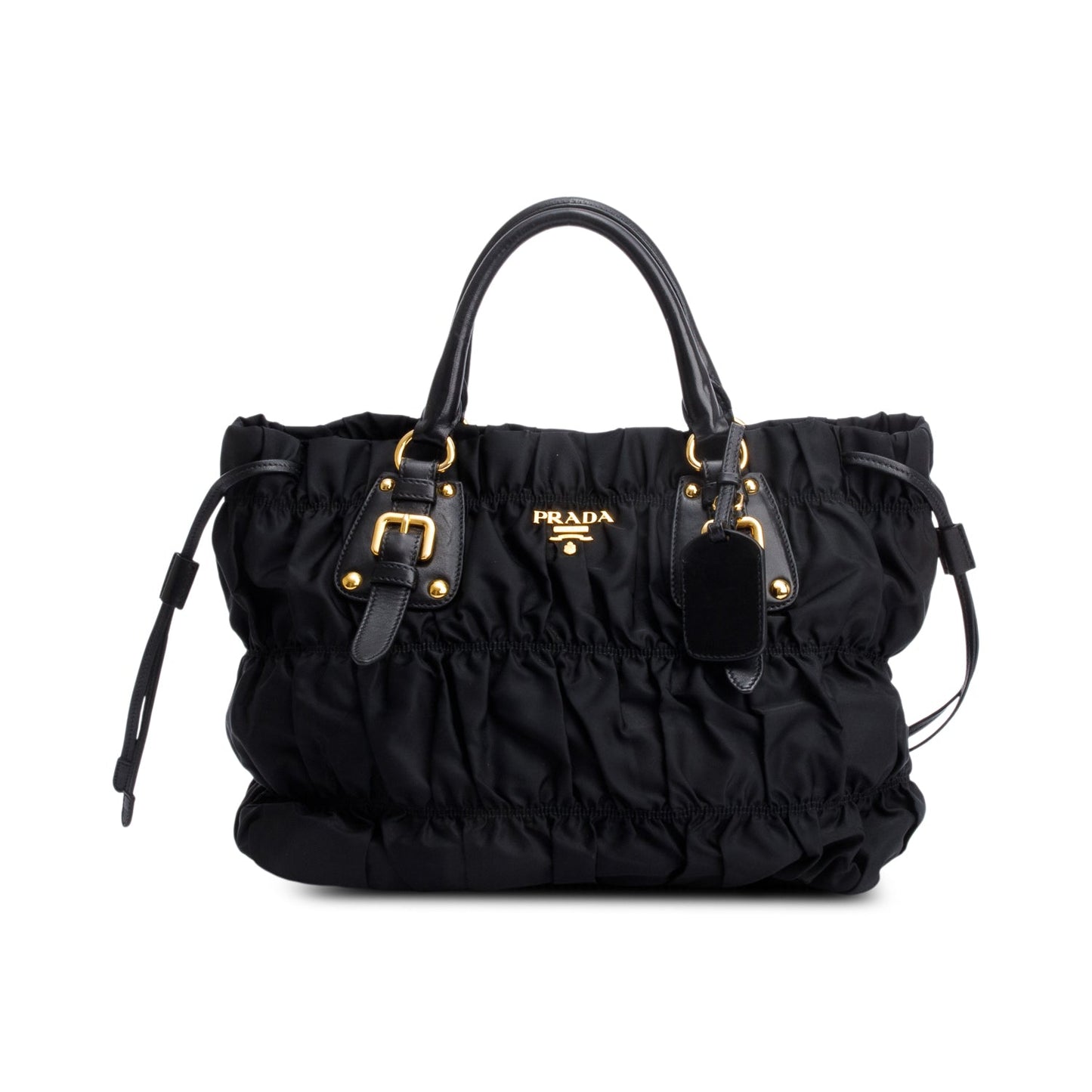 Prada Black Leather-Trimmed Tessuto Gaufre Tote