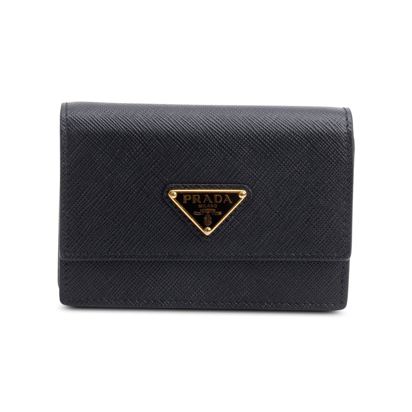 Prada Black Saffiano Metal Card Holder on Chain