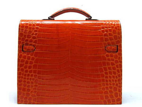 Luxury Hermes Briefcases Unisex Briefcase Orange Handbag