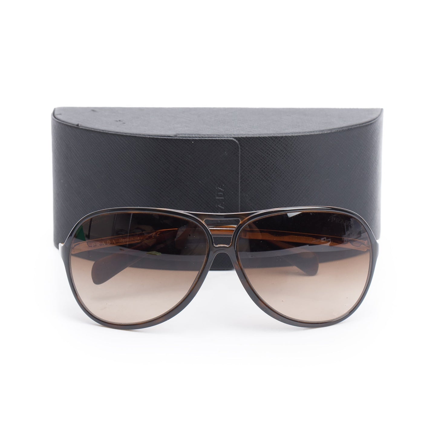Prada SPR 06N Brown Acetate Arm Aviator Sunglasses