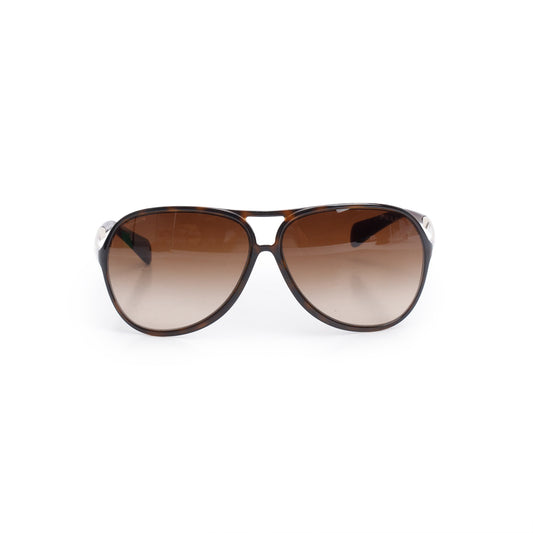 Prada SPR 06N Brown Acetate Arm Aviator Sunglasses