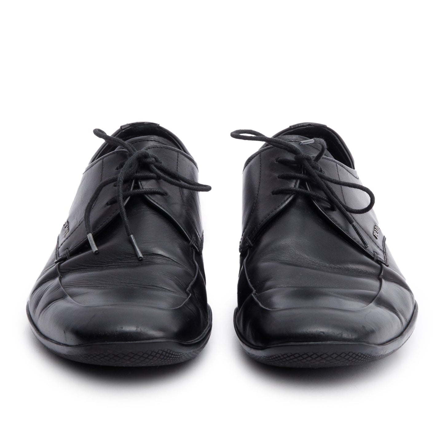 Prada Black Leather Laced Oxford Men's Shoes, Size 7