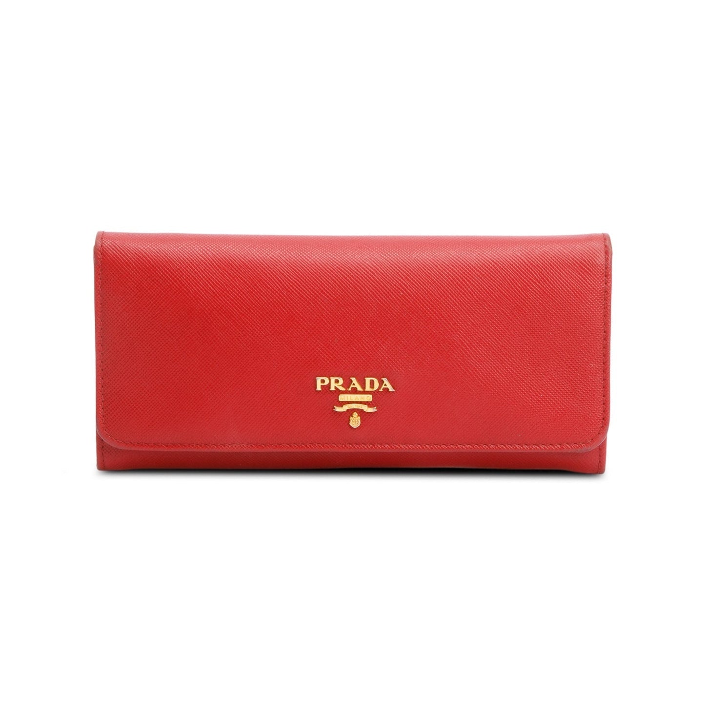 Prada Red Saffiano Leather Continental Wallet