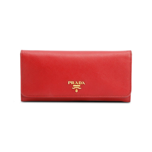 Prada Red Saffiano Leather Continental Wallet