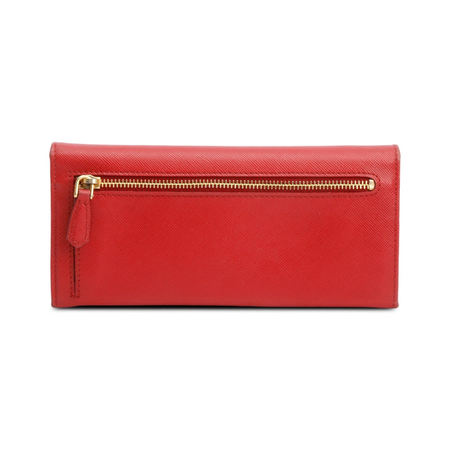 Prada Red Saffiano Leather Continental Wallet