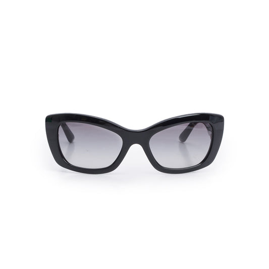 Prada SPR 19M Black Acetate Cat Eye Sunglasses