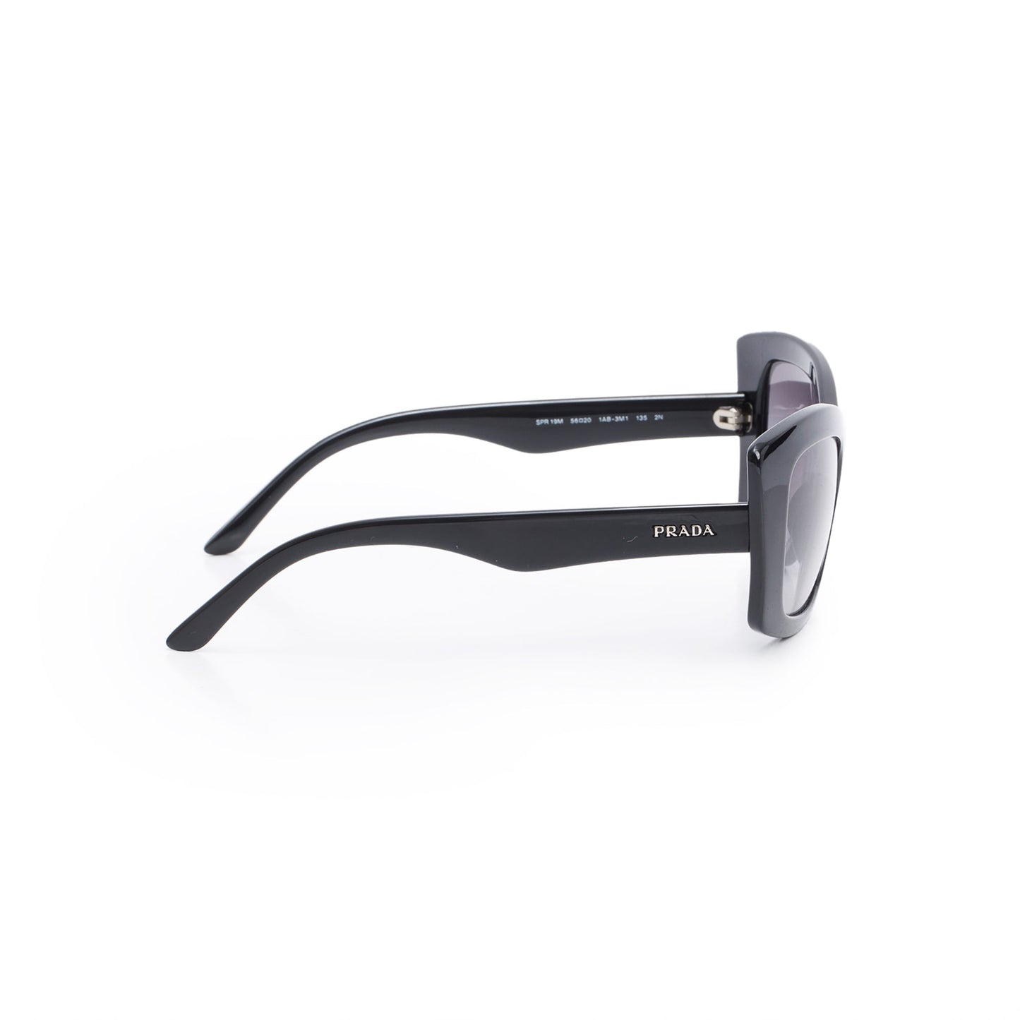 Prada SPR 19M Black Acetate Cat Eye Sunglasses