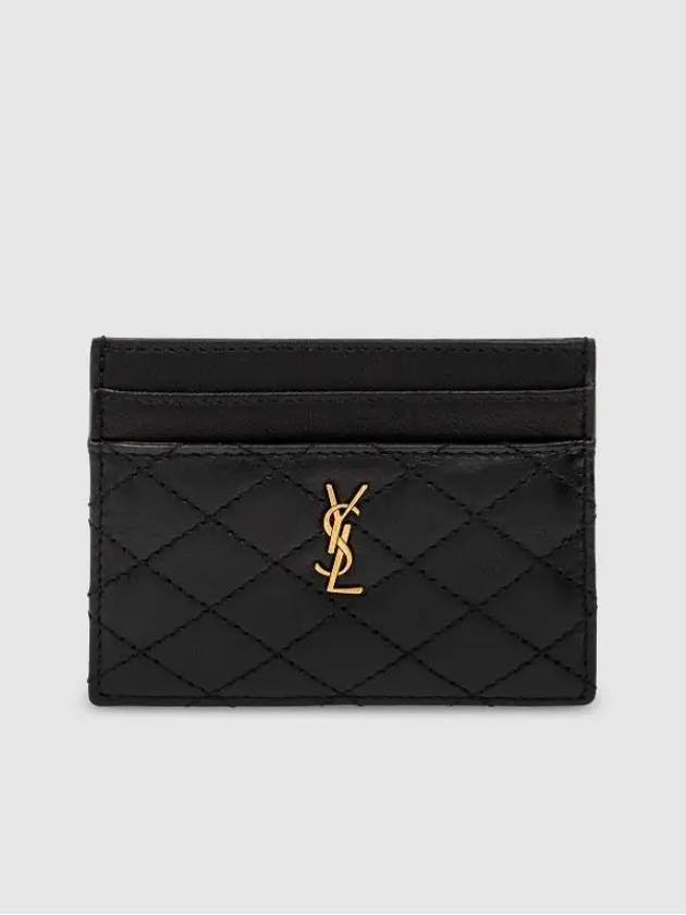Luxury Saint Laurent Trending 2026 Gabi Quilted Lambskin Card Wallet Black