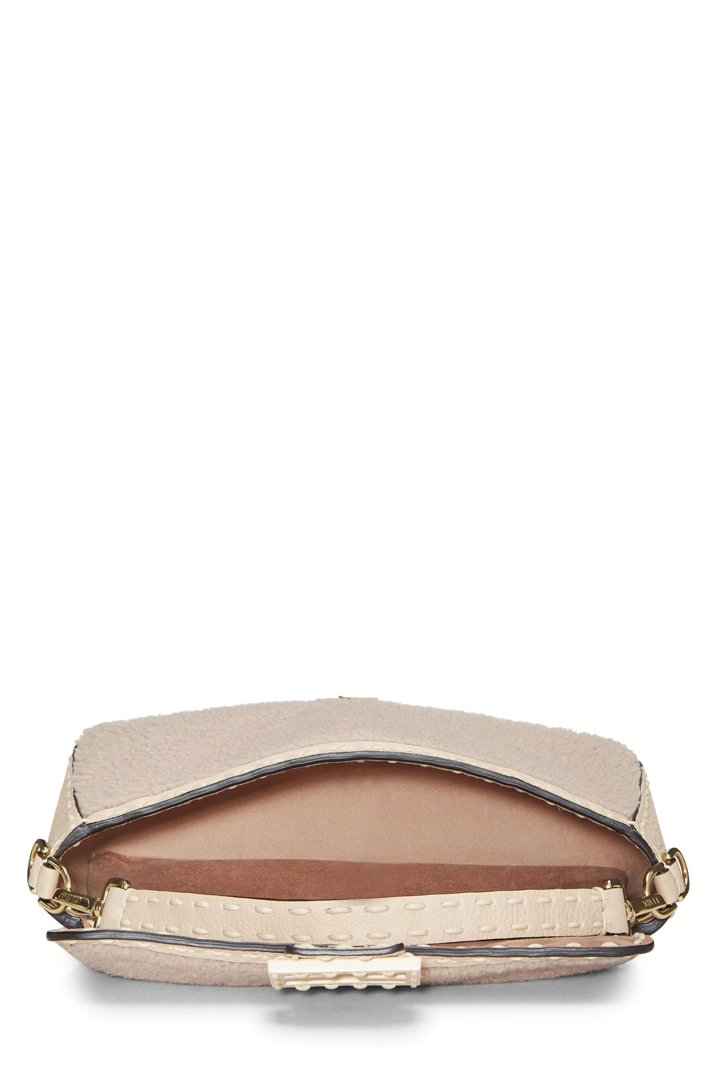 Fendi, Pink Shearling Baguette Crossbody, Pink
