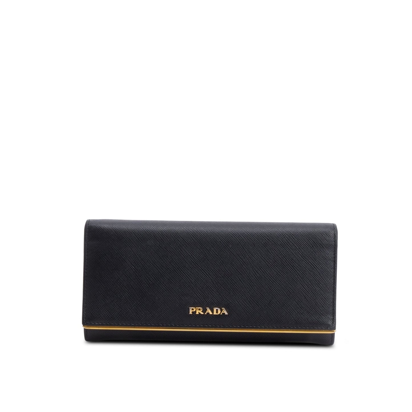 Prada Black Saffiano Metal Continental Wallet