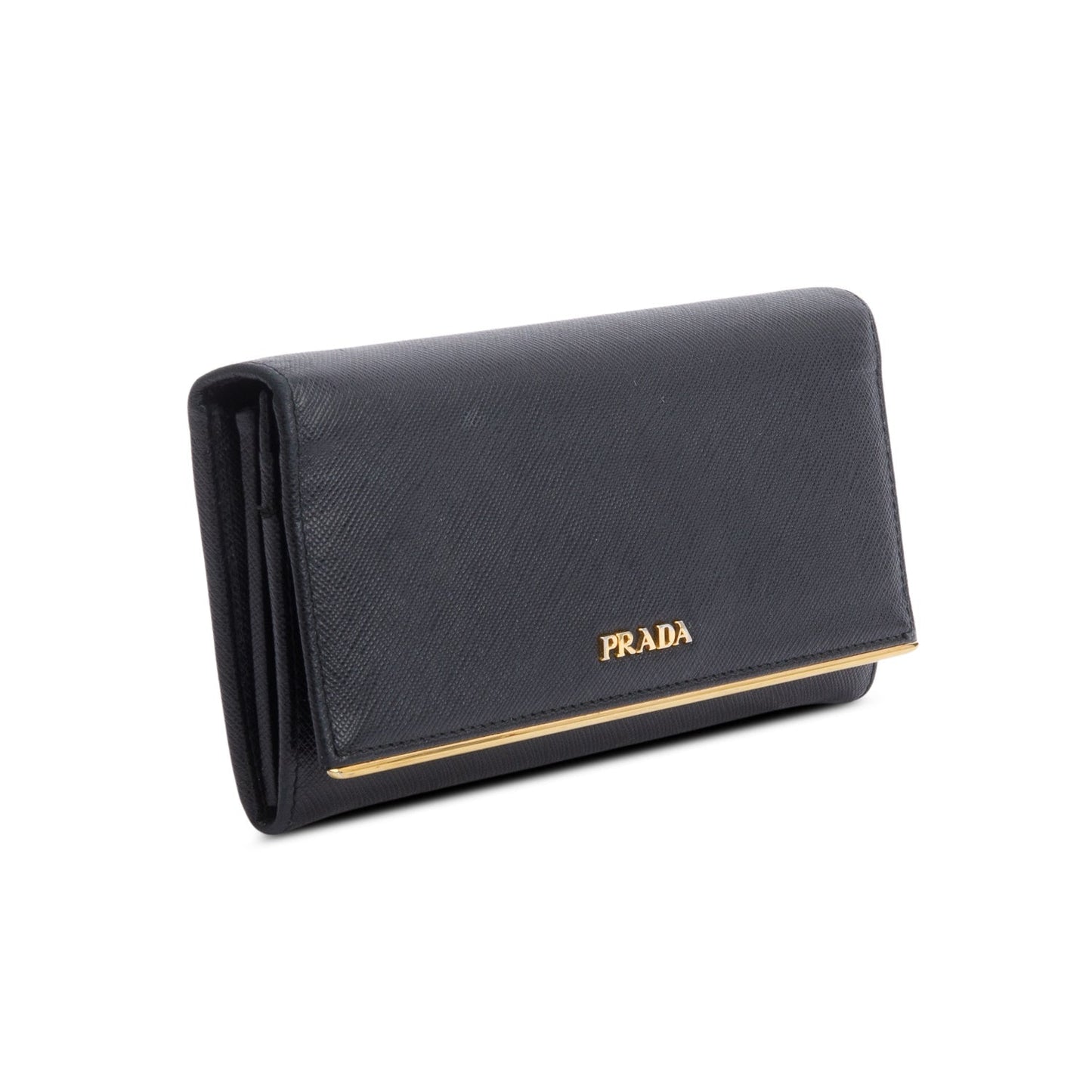 Prada Black Saffiano Metal Continental Wallet