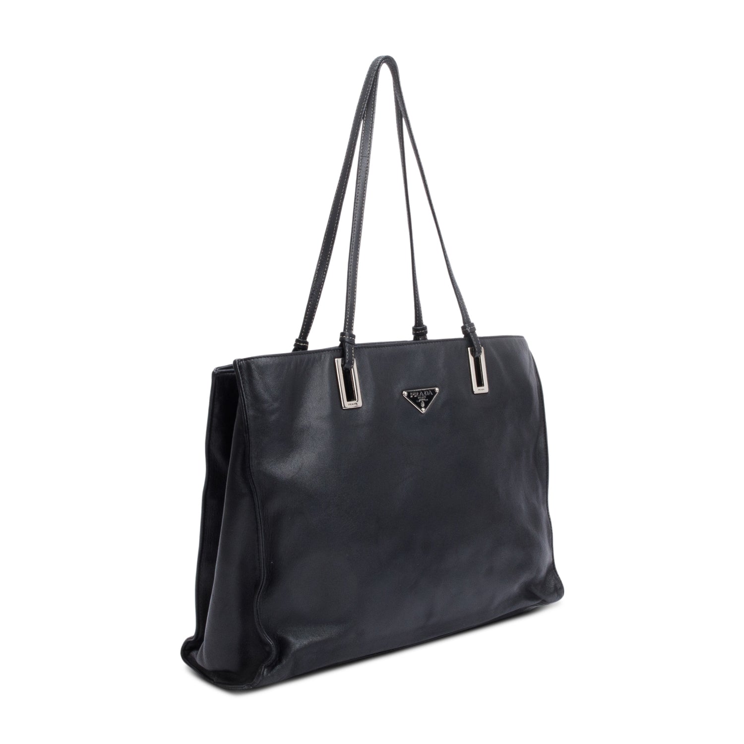 Prada Black Nappa Leather Acciaio Tote
